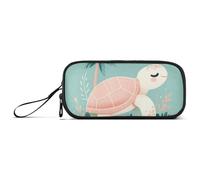 KLL Sweet Cute Turtle Peach Nylon School Pencil Bags High Capacity Pencil Case for Boys Stationery Organizer for School Adults