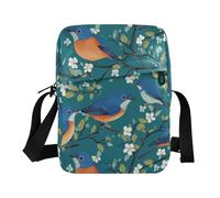 KLL Sweet Eastern Blue Birds Teal White Cherry Blossom messenger bag for women Vegan Leather shoulder bag crossbody Travel Shoulder Handbags
