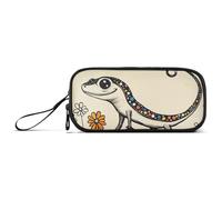 KLL Sweet Lizard Flower Nylon Pencil Bag School Big Capacity Pencil Case with Compartments Stationery Bag for Preppy School Teen Boys