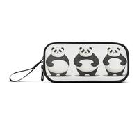 KLL Sweet Panda White Nylon Pencil Bags for Teen Big Capacity Slot Pencil Case Stationery Bag for High School Teacher