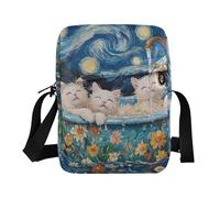 KLL Sweet Selkirk Rex Cats Retro Bathtub cute messenger bag Vegan Leather mens shoulder bags crossbody Shopping Shoulder Handbag