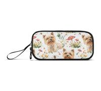 KLL Sweet Yorkshire Terrier Dogs Realistic Style Nylon Large Pencil Bag for Boys Large Capacity Mesh Pen Pencil Case Stationery Bag for Elementary Men