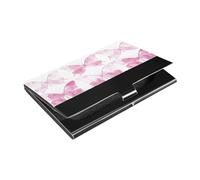 KLL Symmetrical Pink Butterfly Slim Business Card Holder Organizer with Leather & Stainless Steel Cards Holder for Protects Your Cards estuche para tarjetas