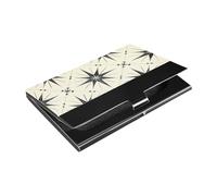 KLL Symmetrical Stars Slim Business Card Holder with Leather and Stainless Steel Credit Card Storage for Protects Your Cards portatarjetas para Hombre