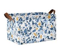 KLL Terrazzo Pattern Glory Blue Fabric Storage Baskets Decorative Large Closet Organizer Bins with Handles Boxes Cube Organizer for Bedroom, Living Room, Bathroom, Shelves 2 Pack