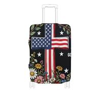 KLL The American Flag The Cross Black Elastic cover for carry on luggage Scratch-Resistant Fit suitcase covers travel accessories Fit 18-32 Inch Luggage, The American flag The cross black, M 22-24 in