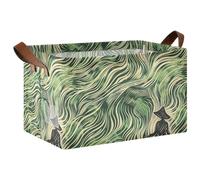 KLL The Green Rolling Prairie Shelf Storage Tote Basket Storage Organizer Bins and Basket with Handles Decorative Basket Organizers for Organizing, Shelf, Clothes, Home, Office 2 Pack
