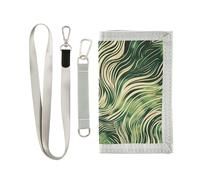 KLL The Green Rolling Prairie Trifold Wallets for Men for Travel Trendy Colorful Wallet with Money Clip with Lanyard