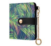 KLL The Leaves Of Palms Ladies Classic Foldable Wallet Convenient Compact PU Leather Wallet for Girls Women Ladies