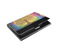 KLL The Tree Life Colorful Ultra-Thin Slim Business Card Holder with Leather & Stainless Steel Card Holder Modern for Travel Home or Office Use tarjetero para Hombre