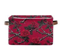 KLL Thorn Chain Red Rose storage baskets, folding and waterproof baskets for shelves with sturdy handle bags square 2 pack for bathroom bathroom quilt