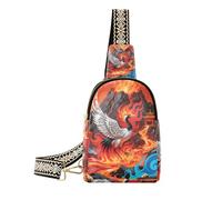 KLL Trendy Abstract Fire Mountain Crane Red shoulder fanny pack anti-theft small fanny packs for for day pack