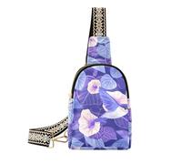 KLL Trendy Cartoon Purple Morning Glory Flowers Birds sling bags crossbody cute crossbody bags for women for travel