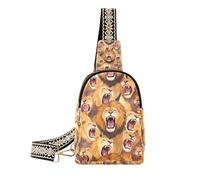 KLL Trendy Colorful Cartoon Animal Lion leather crossbody bags fashion leather crossbody fanny packs for travel
