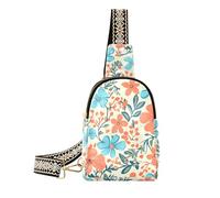 KLL Trendy Flowers Turquoise and Coral fanny pack diaper multipurpose shoulder bags for women for travel