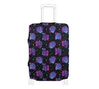 KLL Trendy Fluorescent Skull Pattern Elastic large luggage cover Anti Scratch suitcase elastic cover travel accessories Fit 18-32 Inch Luggage, Trendy Fluorescent Skull Pattern, L 26-28 in