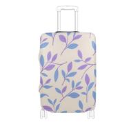KLL Trendy Leaf Purple Beige Elastic luggage protector cover Dustproof cover for suitcase travel accessories Fit 18-32 Inch Luggage, trendy leaf purple beige, L 26-28 in