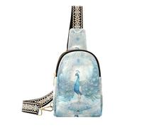 KLL Trendy Mandala Peacock Pattern Mandala Peacock Pattern Blue Gold crossbody sling bags leather travel bags for women for day pack