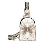 KLL Trendy Mechanical Cyber Style Butterfly Music Notes Gold Background bags for men leather fanny pack for men for travel