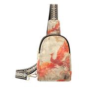 KLL Trendy Phoenix Bird Chinese Ink Painting Red Gold fanny pack diaper multipurpose body bag for woman for travel