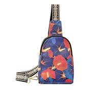 KLL Trendy Red Indigo Morning Glory Abstract Flowers body bags for multipurpose the shoulder fanny pack for hiking