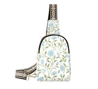 KLL Trendy Retro Light Blue Floral Pattern William Morris Style bags for men sturdy fanny pack chest bag for day pack