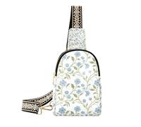 KLL Trendy Retro Light Blue Floral Pattern William Morris Style womens fanny pack anti-theft small cross body bag for hiking