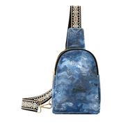 KLL Trendy Silver and Blue Dreams women fanny pack leather bag purses for women for hiking