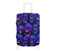 KLL Trendy Skull Gradient Pattern Blue Purple Elastic luggage cover protector Washable suitcase covers luggage protectors Fit 18-32 Inch Luggage, Trendy Skull Gradient Pattern blue purple, L 26-28 in