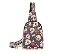 KLL Trendy Skull Heart Valentine's the shoulder bag leather cross body bag for for day pack