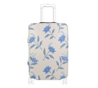 KLL Trendy Small Blue Flower Elastic carry on luggage cover protector Dustproof suitcase cover travel accessory Fit 18-32 Inch Luggage, trendy small blue flower, L 26-28 in