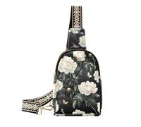 KLL Trendy Sweet Peonies Black the shoulder bag leather sling purse for women for travel