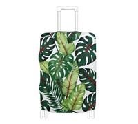 KLL Trendy Tropical Leaves Green Elastic travel luggage cover protector Dustproof suitcase elastic cover travel accessory Fit 18-32 Inch Luggage, trendy tropical leaves green, L 26-28 in
