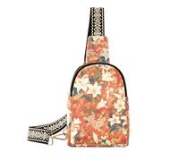 KLL Trendy Vintage Lily Flowers Orange Japanese Woodblock Prints small crossbody bags leather travel cross body bag for day pack