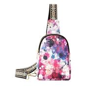 KLL Trendy Watercolor Abstract Splash-ink Red Purple crossbody bag men anti-theft for women leather crossbody for hiking