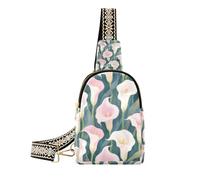 KLL Trendy White and Pink Calla Lilies bag for men sturdy womens crossbody fanny pack for travel