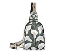 KLL Trendy White Calla Lilies women fanny pack leather brown leather fanny pack for travel