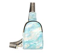 KLL Trendy White Teal Red Wave Abstract Art Style bag for woman multipurpose travel fanny pack for for travel