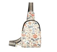 KLL Trendy William Morris Retro Flowers cross body bag leather fanny packs chest bag for day pack