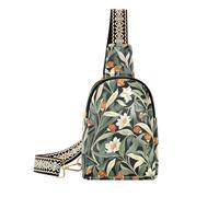 KLL Trendy William Morris Wild Floral fanny pack purse leather sling bag for women for hiking