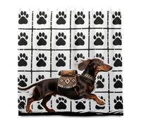 KLL Tribal Style Dachshund Dog Black Paw Print Decorative Waterproof Material Bathroom Curtains Shower with Hook Polyester Fabric Washable Tub Curtain Liners for Bath Decor Fall Decor Halloween Decor
