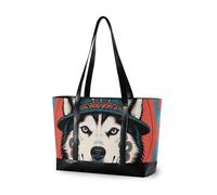 KLL Tribal Style Husky Dog professional womens laptop tote bag with zipper briefcases Large Handbag for Travel Gym Vacation with bulto para laptop