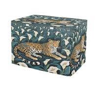 KLL Tribal Style Leopard White Calla Lily Metal Dog Crate Cover Puppy Kennel Cover Rollers Shades 36 Inch