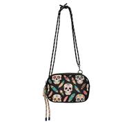 KLL Tribal Style Skull and Feathers Womens Purses Crossbody Women Beauty with Adjustable Strap Small Black Purses Take a walk