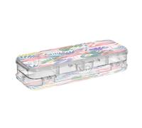 KLL Tropical Leaves Flamingo Designed Clear Pencils Box
