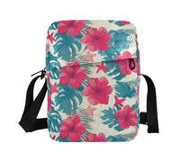 KLL Tropical Leaves Red Hibiscus Flowers Starfish Hawaiian Style messenger bags Vegan Leather Shoulder Bag Shopping Shoulder Hand Bag For Woman