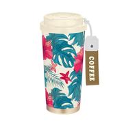 KLL Tropical Leaves Red Hibiscus Flowers Starfish Hawaiian Style Stainless Steel Coffee Tumblers For Women With Lids designed Coffee Mug On The Go For Hot And Cold 17 oz Spill Proof