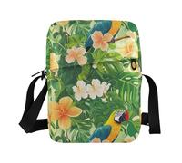 KLL Tropical Plants Parrots Animals mens messenger bag crossbody Vegan Leather men's shoulder bag Casual Shoulder Handbags