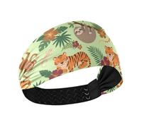 KLL Tropical Rainforest Animals no slip headband holder Elastic tennis sweatbands for Running hiking Football