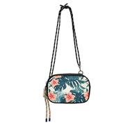 KLL Tropical Style Green Leaves Red Flower West Crossbody Purse for Women Practical with Credit Card Slots Mini Shoulder Bag Go shopping